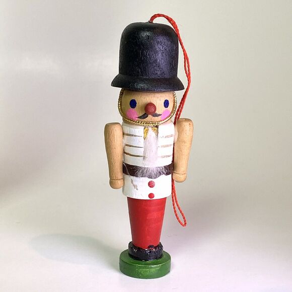Vintage Christmas Lot 4 Painted Wood Ornaments Nutcracker Train Sled Drummer - Picture 16 of 16